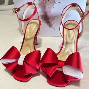 Jessica Simpson Vibrant Red Bow Heels